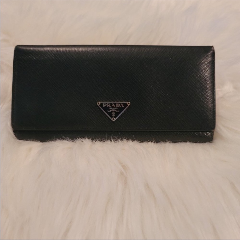 Prada Milano Front Flap Leather Long Wallet